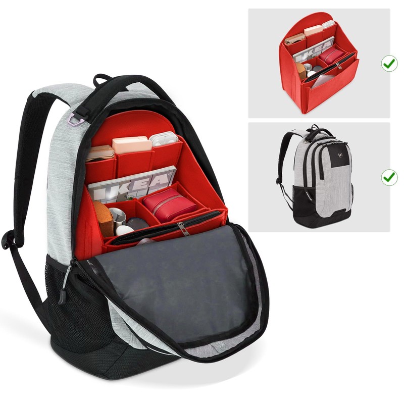 HyFanStr Felt Bag Organiser Backpack, Backpack Organiser with Zip Pocket,