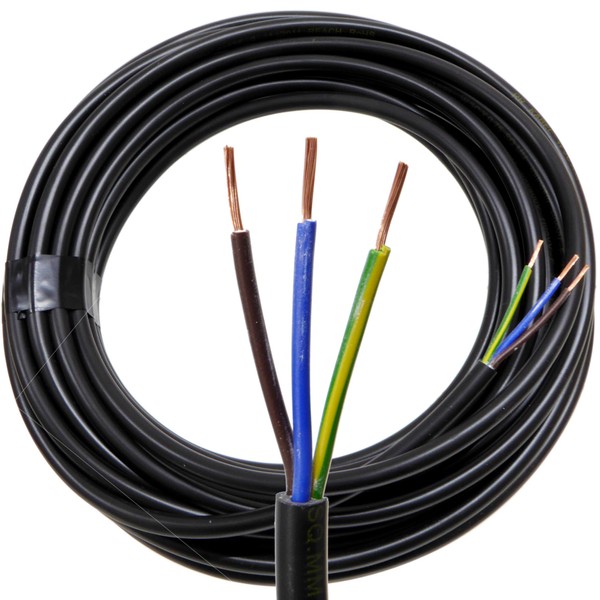 3 Core 1.5mm Black Cable Round 3183Y H05VV-F, for lighting
