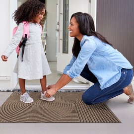 Bilimili Bilimili Door Mat Indoor Outdoor Front Door Entrance, Water, Stain and Dirt Resisitant Doormat, Low-Pile Non-Slip Sturdy Welcome Mats, 17"30", Khaki
