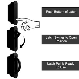 AlloyTech Pocket Door Pull Swivel Handle with Concealed Hardware and Quick Install Kit (No Kit, Black)