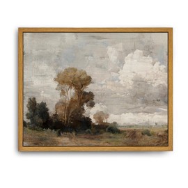 Roslynity Framed Canvas Wall Art Vintage Print Oil Paintings Rustic Country Landscape Nature Neutral Warm Retro Aesthetic Artwork for Home Living Room Bathroom Farmhouse Wall Decor (8"x10")