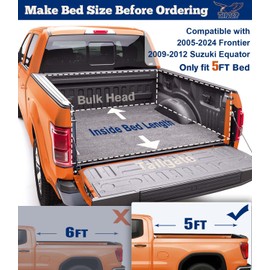 TIPTOP Soft Tri-Fold Tonneau Cover Truck Bed for 2005-2025 Frontier & 2009-2012 Suzuki Equator 5ft Bed (59.5") | TPX3 |for Models with or Without The Deck Rail System|