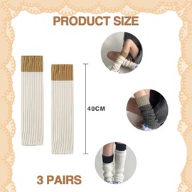 Thoquene 3 Pairs Women's Leg Warmers Leg Warmers 40 cm, beige