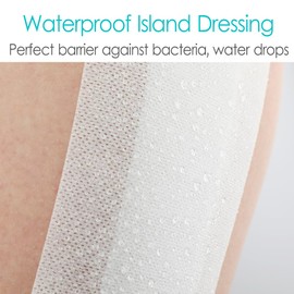 Breathable Waterproof Adhesive Island Dressing for Knee/Hip Replacement Wound Incisions Bandages Bordered Gauze 4"X10" with 2"x8" Non Stick Pad No More Wounds Sticking Pack of 10