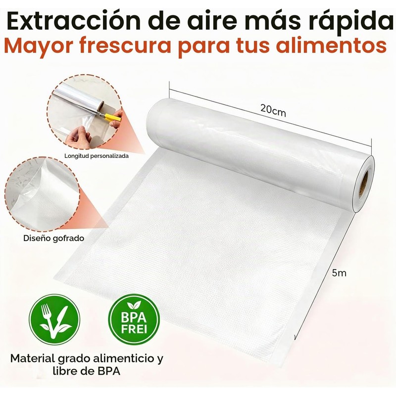 Rollos de Bolsas para Envasar al Vacío de 20cm x