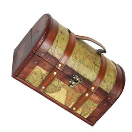 GLEAVI Antique Wooden Treasure Chest Small Storage Box Random Pattern Retro Buckles for Home Decoration and Display Props