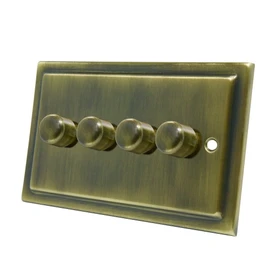AET VAB4GDIM40 Victorian Antique Brass 400W-10 Amp Quad 4-Gang 2 Way 400W Light Dimmer Switch, 240 V