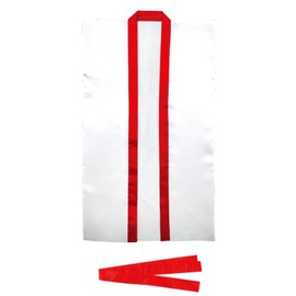 Artec 4076 Satin Long Happy, White (Red Collar), J (With Hachimaki), For Sports Events, Recitals, Cheering Team, Dance, Decoration, Costume, Happi, Haten, Acer Yosakoi, Festivals, Festivals