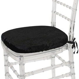 YOUR CHAIR COVERS - Velvet Spandex Chiavari Pad Covers (Pack of 10) - Stretch Fitted Chiavari Chair Seat Cushion Cover, Removable Washable Furniture Protector Slipcovers - Black