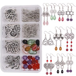 SUNNYCLUE 1 Box DIY 10 Pairs Trinity Celtic Knot Earrings Making Starter Kit Flower of Life Connector Charms Jewellery Making Kit Infinity Love Craft for Women Adults Earring Making Crafts Christmas