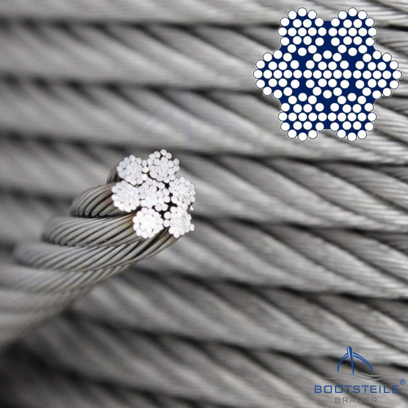 Bootsteile Brauer® Stainless Steel Wire Rope 7 x 19 Soft