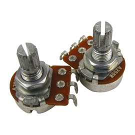 Musiclily A250K Mini Metric Coarse 18-Spline Split Short Shaft Pots Audio Taper Potentiometers for Electric Guitar Bass (Set of 2)