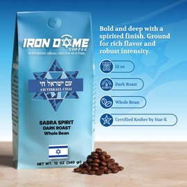 Iron Dome Coffee – Sabra Spirit Whole Bean Coffee, Dark Roast – Fresh Roasted Coffee Beans – Bold Rich Flavor – 12oz Bag – Inspired by the Heritage of Jerusalem