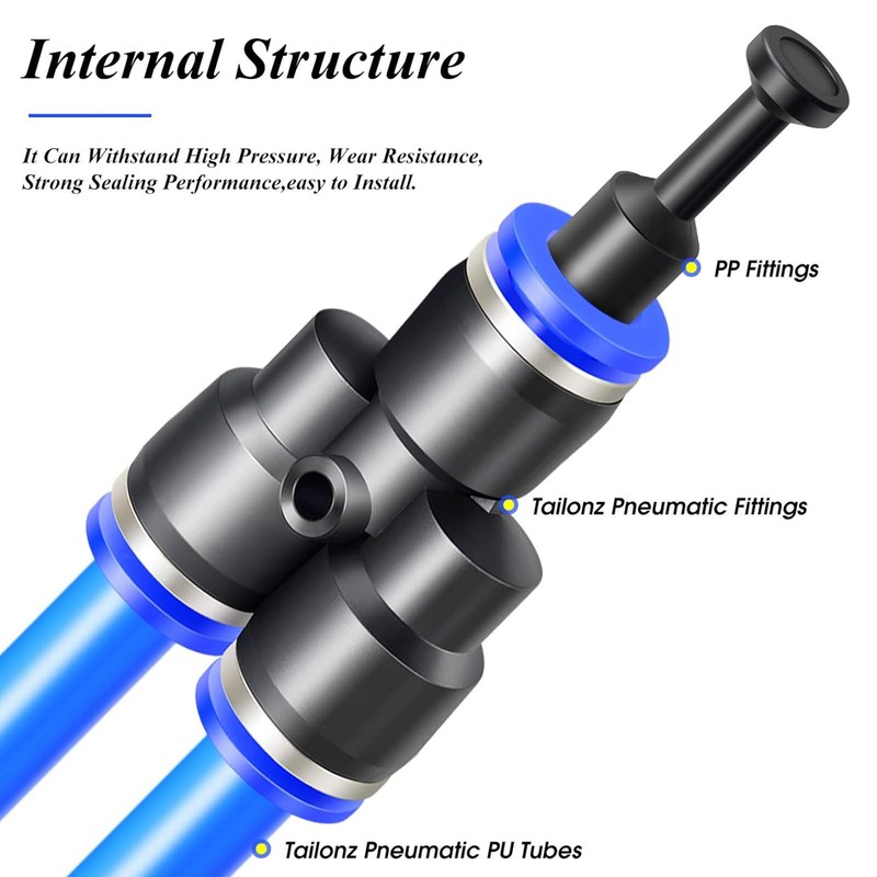 TAILONZ PNEUMATIC 8mm OD Push-to-Connect Fitting Plug Pbt Resin PP-8(Pack