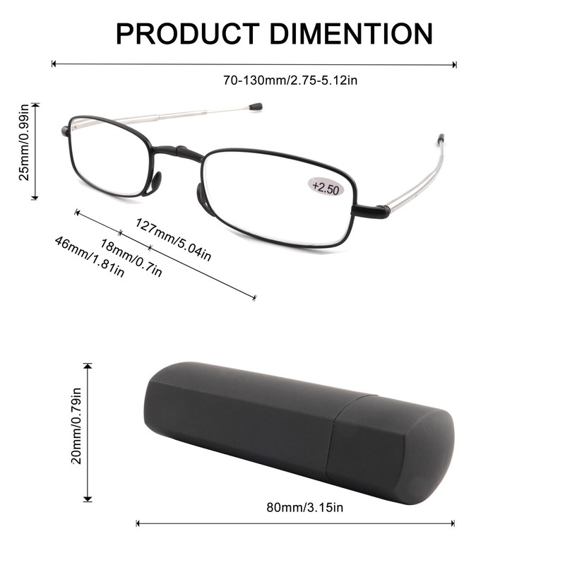 FEIVSN 2 Pack Folding Reading Glasses for Men Women, Foldable