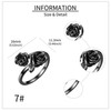 Black Rose Rings 925 Sterling Silver Rose Flower Adjustable Open