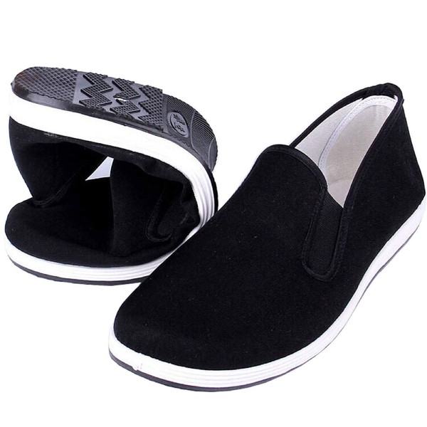 Kung Fu Tai Chi Martial Arts Shoes Rubber Sole Unisex Canvas Anti-Slip Fashion Qigong Trainerss Black UK 9.5 (275cm)