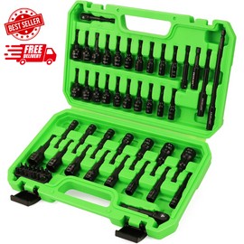 SWANLAKE GARDEN TOOLS 55-Piece Magnetic Nut Driver Set, Metric & SAE 1/4" Hex Shank, Impact Driver Soc