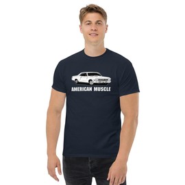Aggressive Thread 1966 Chevelle Shirt American Muscle Car Enthusiast T-Shirt Navy