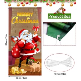 Octonyluck Christmas Door Cover Decoration, Santa Claus Hanging Banner Background, Christmas Decoration, Christmas Door Cover Decoration, 185 x 90 cm