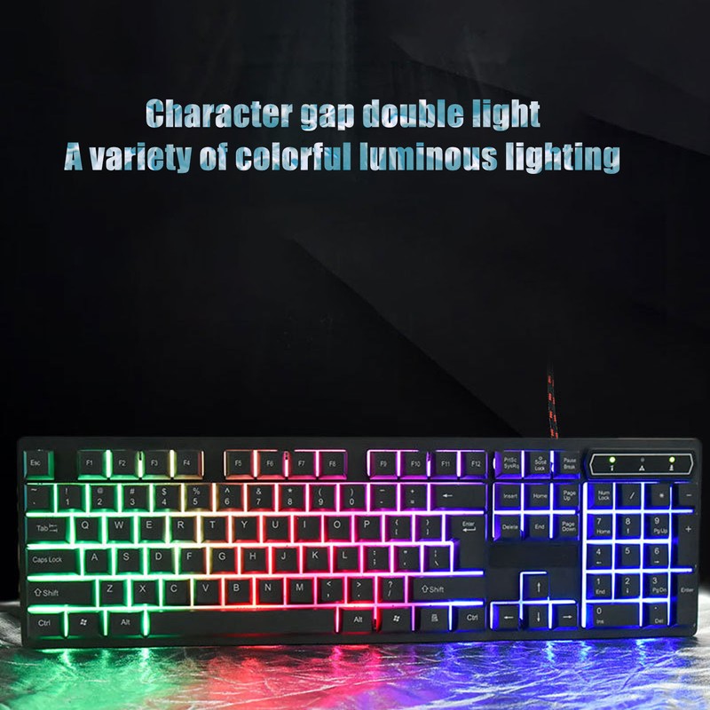 Keyboard Colorful Light Stable 104keys Suspended Keycap Wired Mechanical Gaming