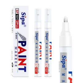 Sipa White Paint Markers Pens, 2 Pack Oil Based Medium Tip Permanent Paint Pens, Quick Drying & Waterproof Paint Markers for Rocks Wood Metal Plastic Canvas Glass Shoes, Gifts for artists, kid