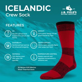 Winter Sock- J.B. Field's -30 Below XLR Sock (Medium (Women's 5-9/Men's 4-8), Denim) - 2 Pairs