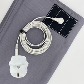 VigorVortex Grounding Bed Sheet 39x80in 10% Silver Conductive Grounding Flat sheet for Better Sleep with 15ft Grounding Cord Gray