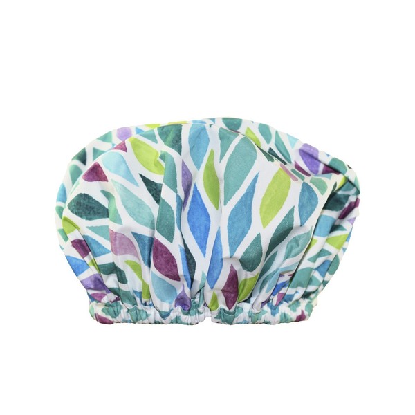 Reusable Shower Cap Turban Fit, Waterproof Polyester with Stretch Band Hem for Quiet Comfort. Elastic Free for No Imprints With Roomy Design Sleep Cap - Aqua Stones For Women