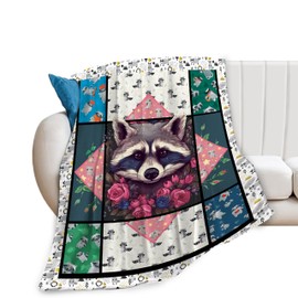 Raccoon Blanket Cute Raccoon Throw Blanket Ultra Soft Cozy Fleece Gift Fuzzy Plush Bedding Blankets for Kids Teens Adults Girls Boys Women Men 50"x40"