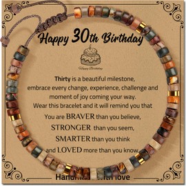 ZOKCC 30th Birthday Gifts for Women, Natural Stone Bracelet Birthday Gifts for Mom Daughter Grandma Sister Friends Coworker
