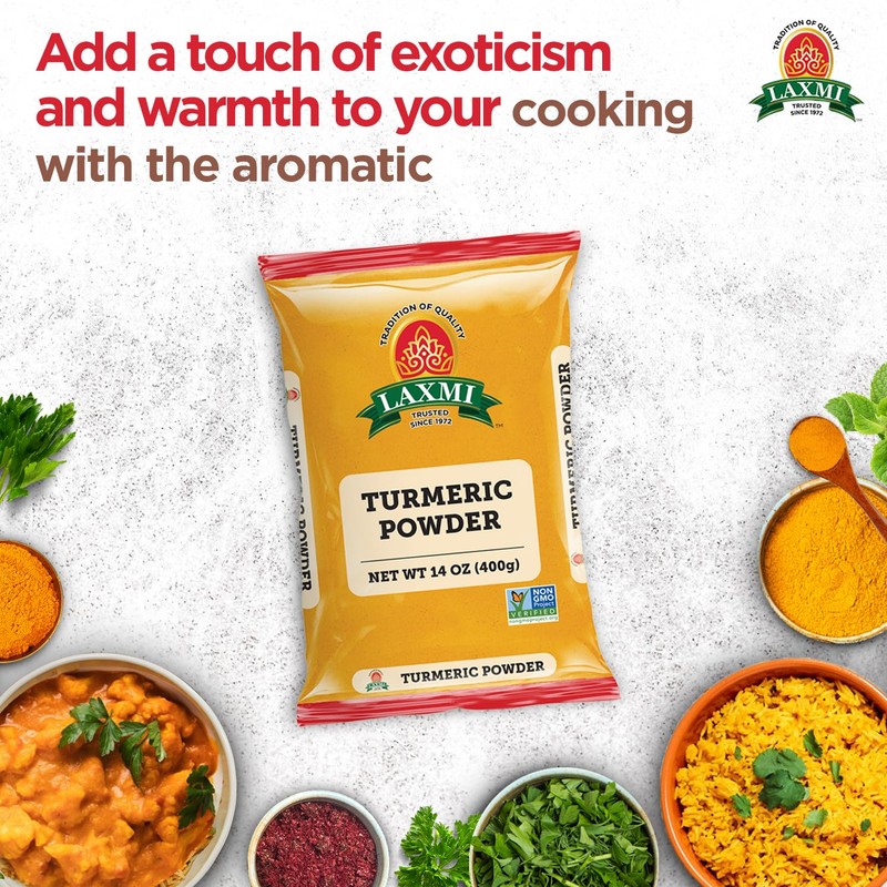 Laxmi Turmeric Powder - 14oz (400g) | Nutrient-Rich Natural Turmeric