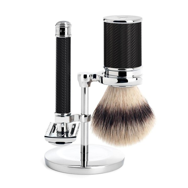 MÜHLE Silvertip Fiber Safety Razor (Open Comb) Shaving Set - Perfect for Every Day Use, Barbershop Quality Close Smooth Shave