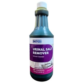 Detco Urinal Salt Remover Concentrate - Safe on Pipes and Plumbing, Odor Control, Cleans Rust, Scale, and Uratic Salt Build-Up, 1 Quart