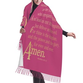 Meaningful Gifts for Mom,Pink Red Horse Designs Lord’s Prayer Christian Scripture fringe Scarf Pashmina Shawls and Wraps Elegant Soft Silky Wraps, 77x27inch, (JY4D5080177x27inch)