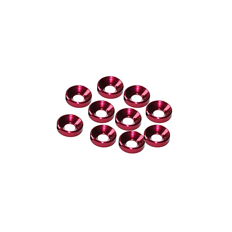 BE-TOOL M4 Red Anodized Aluminum Countersunk Washer Car Washer 10pcs
