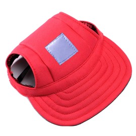 Dog Baseball Cap, Pet Baseball Cap, Pet Baseball Outdoor Cap, Pet Visor Caps, Dog Sports Hats, with Ear Holes and Adjustable Chin Strap, for Dogs, Pets, Puppies, Red, S