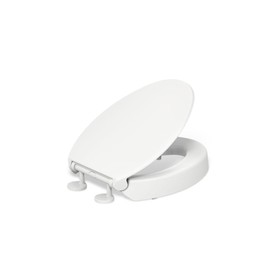 KOHLER 25875-0 Hyten 3" Height, Elevated Soft Close Elongated Toilet Seat, Contoured Seat with Grip-Tight Bumpers, Quick-Attach Hardware, No Slam Toilet Seat, White