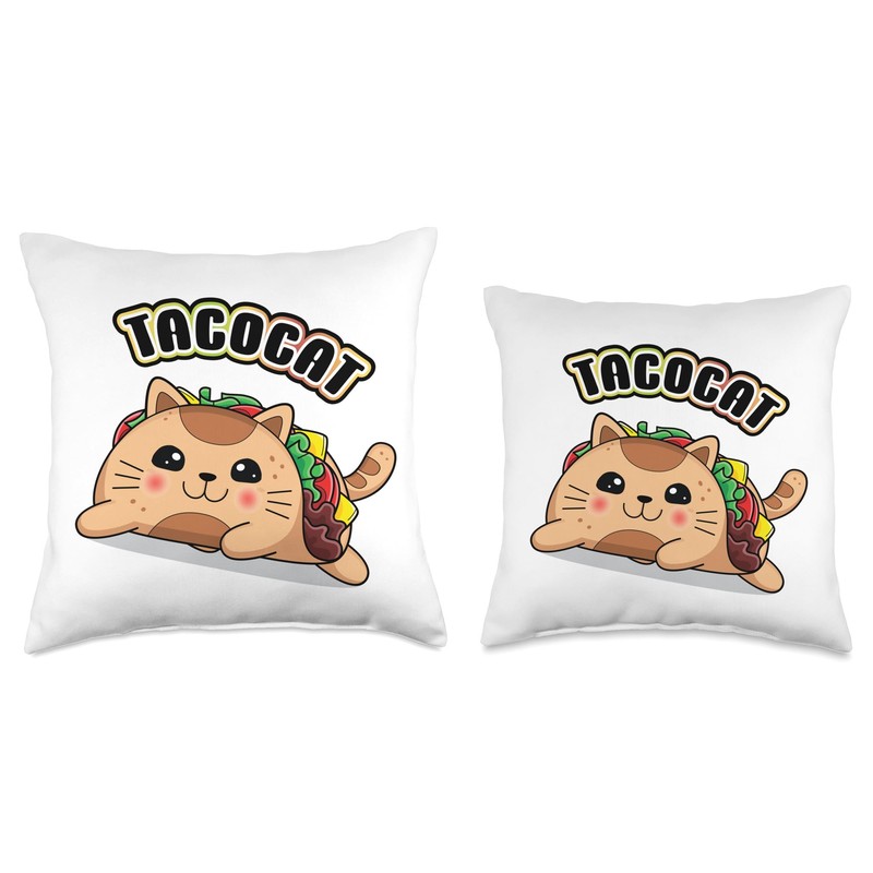 Taco Cat Lovers Throw Pillow