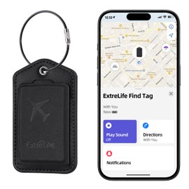 Luggage Tags, Works with Apple Find My, Leather Luggage Tag for Suitcases, Travel Tags, Bag Tag for Backpacks, Suitcase Tag with Privacy Flap, Anti-Lost Smart Luggage Tracker, Travel Essentials, Black