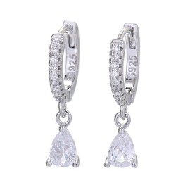 Earrings 925 Silver Hoop Earrings with Moon and Star Drop, Drop Earrings for Women Silver Hoop Earrings Women's 925 Hypoallergenic Jewellery Earrings Hanging Silver for Girls and Men, 2 Pieces, Silver