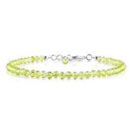 InfinityGemsArt Natural Peridot Stone Dainty Silver Plated Bracelet Jewelry Bracelet Natural Gemstone and Healing Crystals Bracelet for Women 8 inch, Gifts For Mom