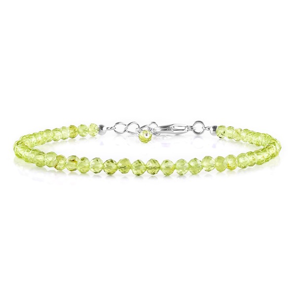 InfinityGemsArt Natural Peridot Stone Dainty Silver Plated Bracelet Jewelry Bracelet
