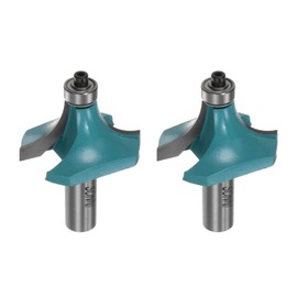 QUARKZMAN Pack of 2 Rounding Cutter 1/2 Shank 11/16 Inch Radius Carbide Edge Rounding Cutter with Guide Bearing, Woodworking Milling Tool, Cyan