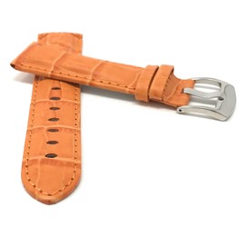 Bandini Mens Leather Watch Band - Alligator Pattern Leather Watch Strap - Replacement Watch Band for Classic and Smart Watch - Orange 26mm Watch Band