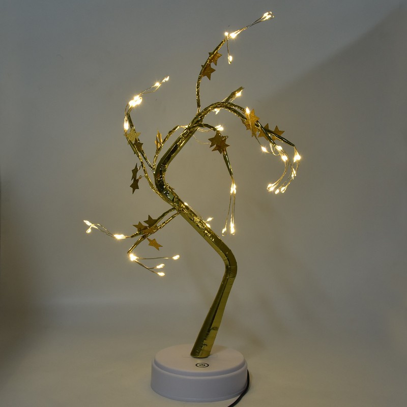 72LEDs Light Tree Shape USB Or Battery Powered Golden FivePointed