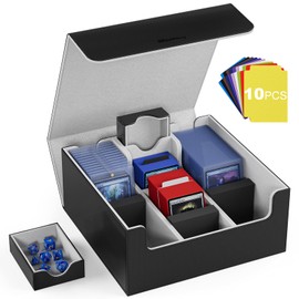 Card Deck Case for Trading Cards, Trading Card Storage Box Leather Magnetic Closure Card Deck Box Fit for MTG, YuGiOh and Sport Cards (Black)