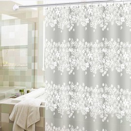Luxury shower curtain/bathroom curtain_white flower / 고급 샤워커튼/욕실커튼_화이트 플라워
