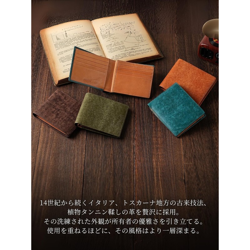 Fabriczio Men's Bifold Wallet, Box Shape, Coin Purse, Thin, Soft,