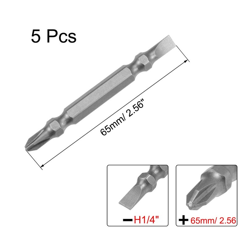 uxcell 5 Pcs PH2/SL5 Magnetic Double Ended Screwdriver Bits, 1/4